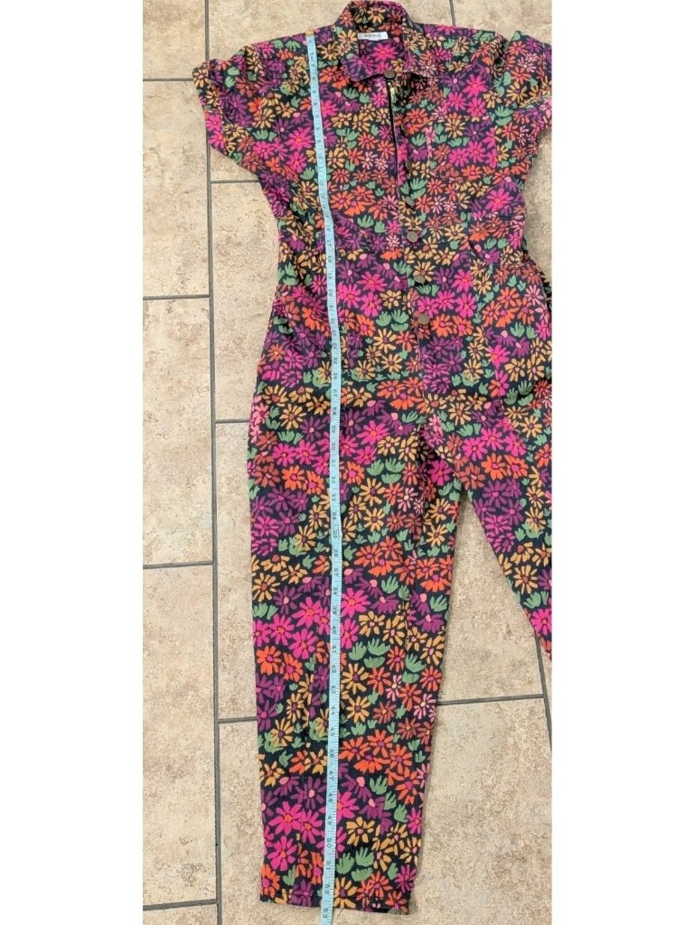 Mixed By Nasrin Hazy Daisy Classic Jumpsuit Full Zip Size L Maximalists - Picture 8 of 9